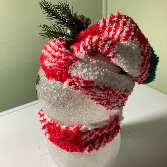 Festive lighted Snowman Holiday Decor with Red Accents - Picture 3 of 6